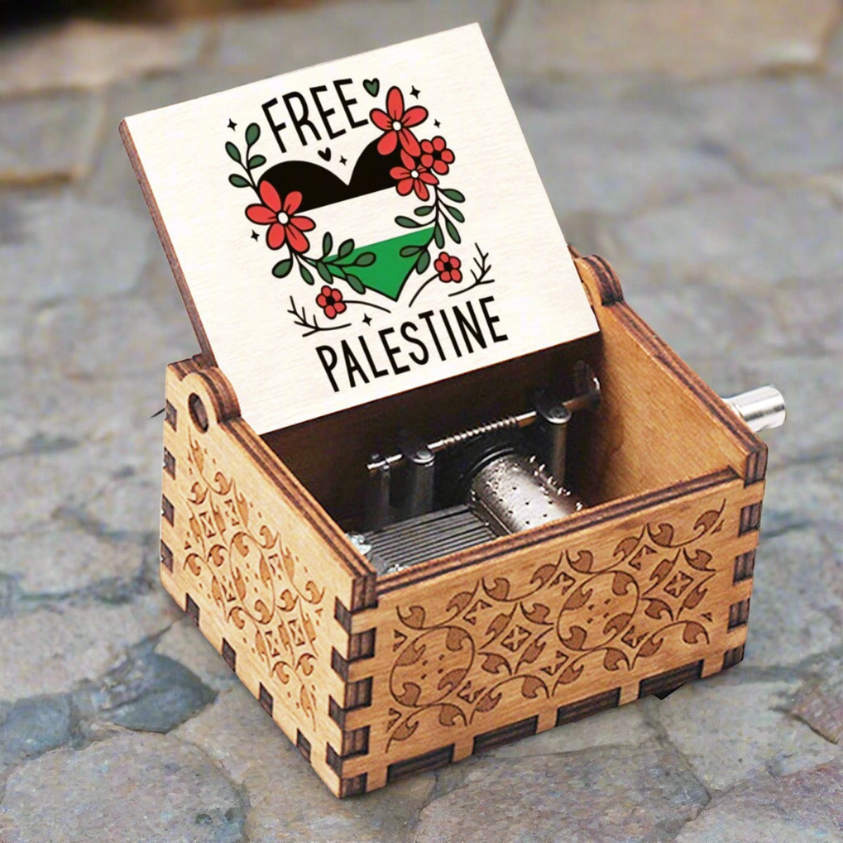 Free Palestine Music Box, Pine Wood, Unique Gift, Henna Favors