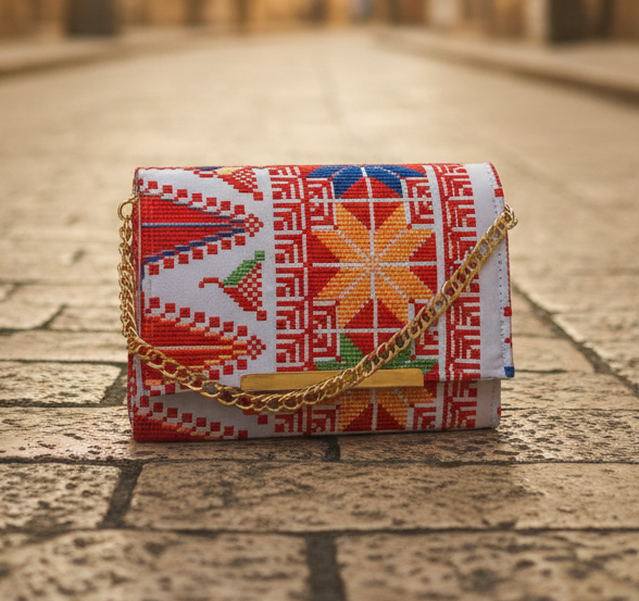 Stylish Designer Authentic Handmade Embroidered Palestinian Tatreez Handbag