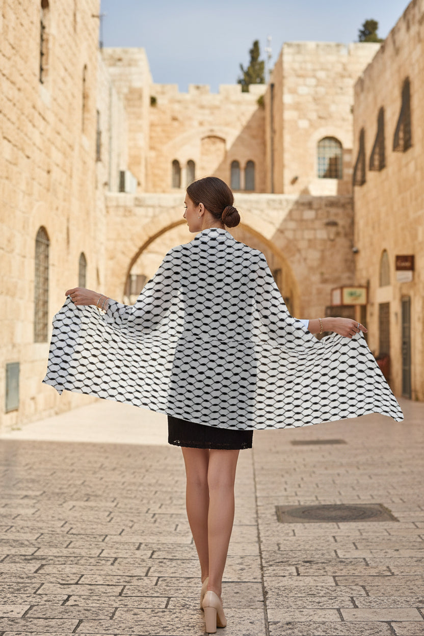 Women's Palestinian Kuffiyeh keffiyeh scarf, Sarong, Palestinian Wrap, Palestinian Culture, Folklore Grauation