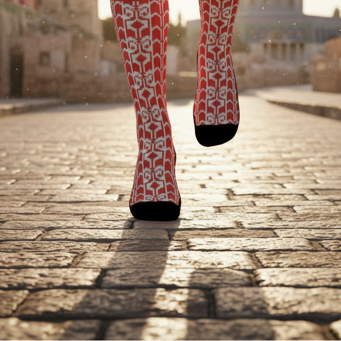 Palestinian Tatreez Print Crew Socks