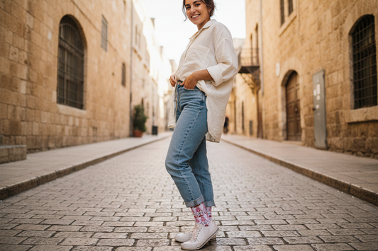 Palestinian Tatreez Print Crew Socks