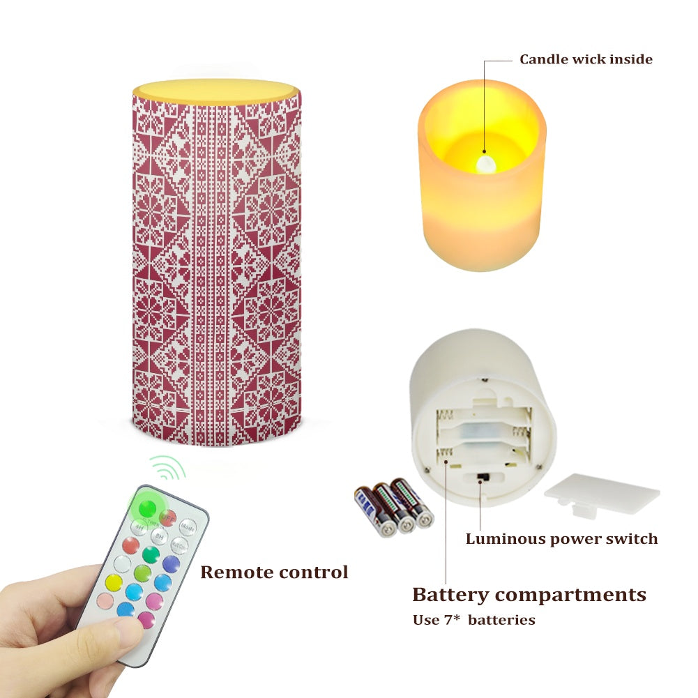 Single 6-Inch LED Remote Control Candle – Palestinian Tatreez Design
