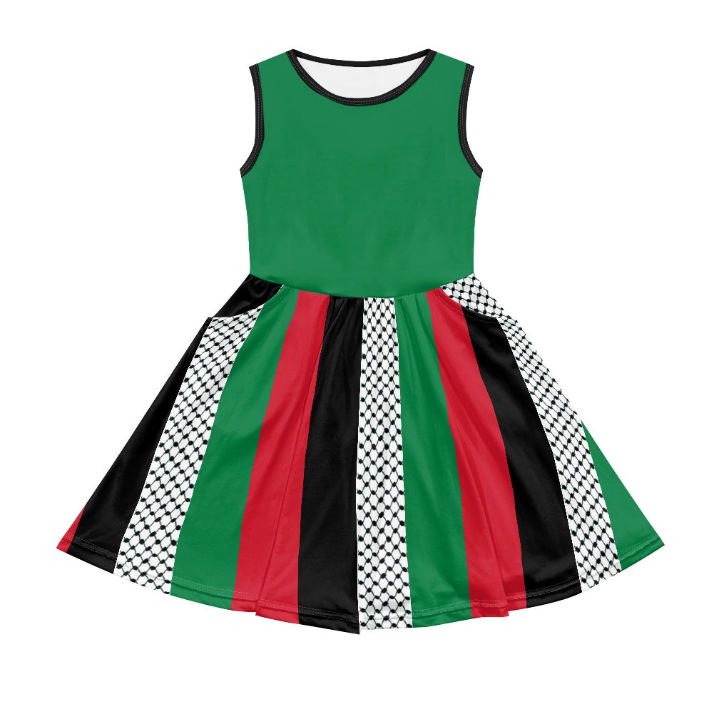 Palestinian Flag Kids' dress with pocket