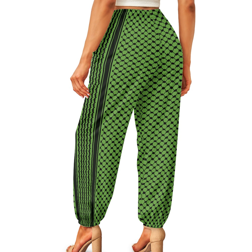 Palestinian Women's Bloomer Kuffiyeh print Green Yoga Pants