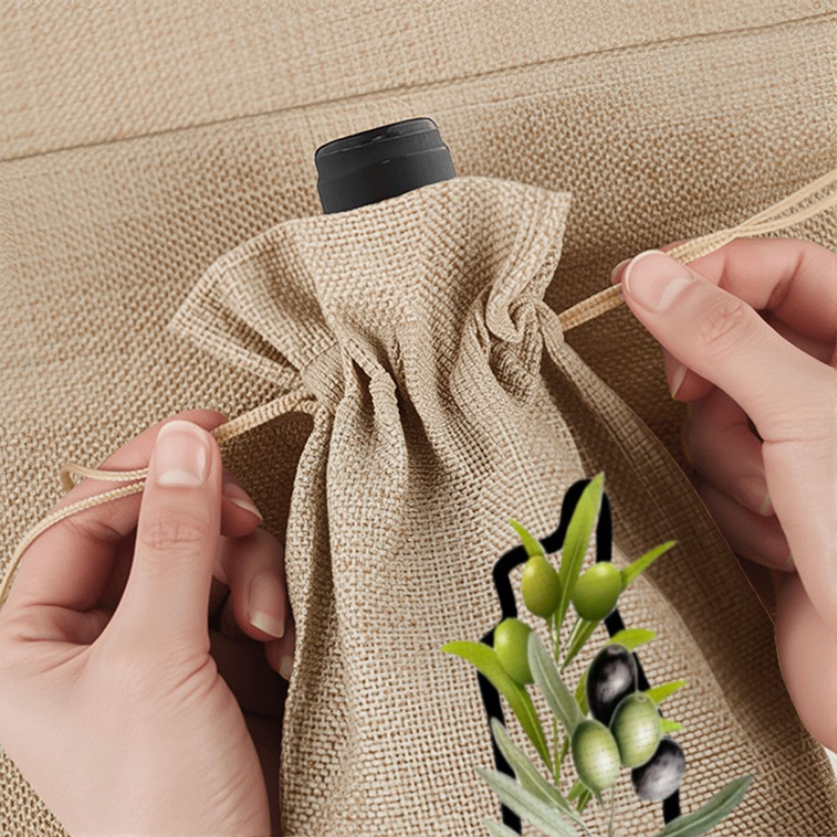 Palestinian Map Linen Olive Oil Bag