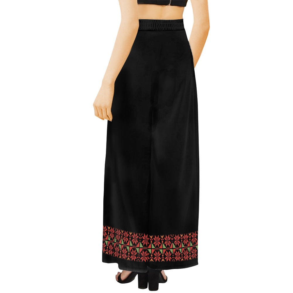 Palestinian Tatreez Print Wide leg pants