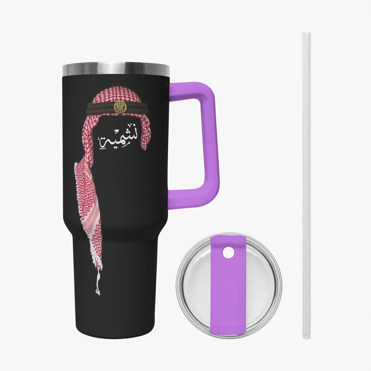 Woman Jordan 40 oz World Cup "نشمية" Tumbler with Handle and Straw