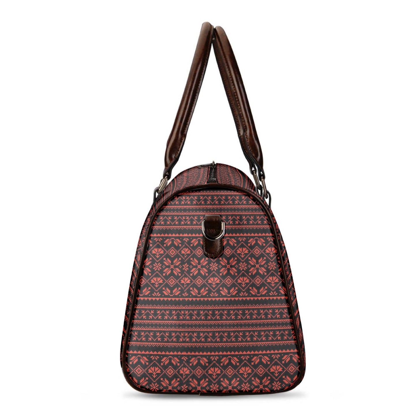 Palestinian Tatreez Print Duffle Bag, Red