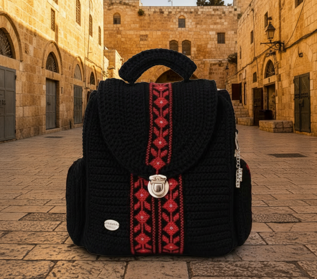 Palestinian Handmade Crochet Tatreez Backpack