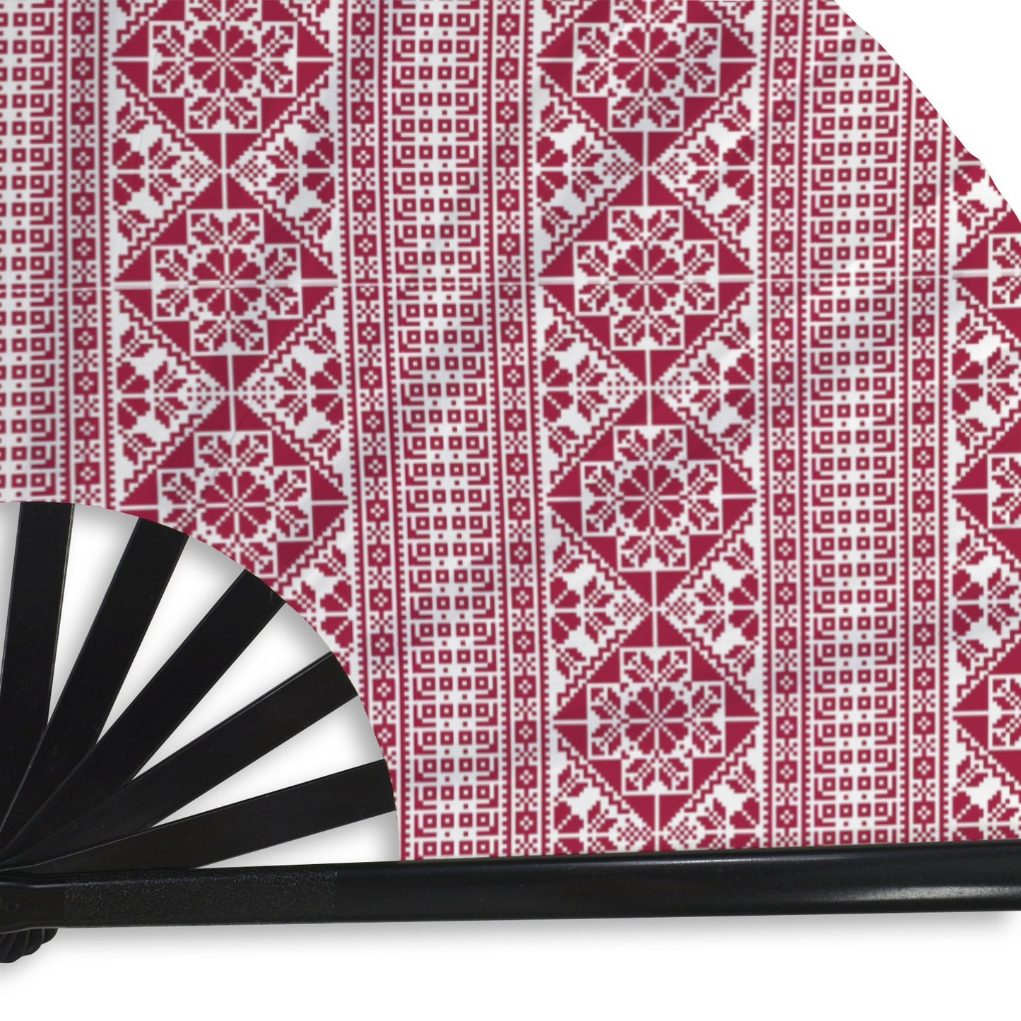 Tatreez Fan Chinese Folding Hand Fans Oxford Cloth - One-Sided