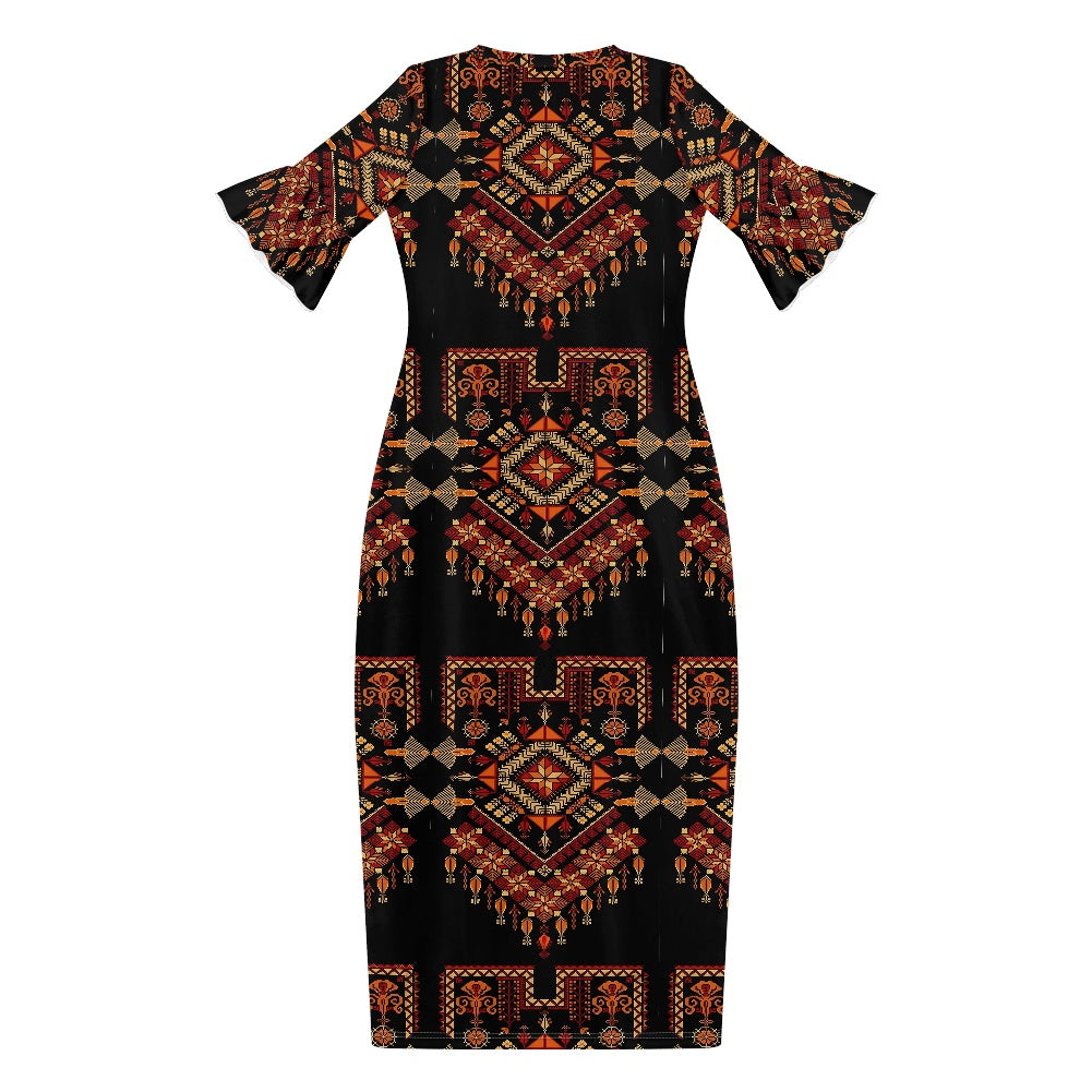 Palestinian Tatreez Print Stylish Dress