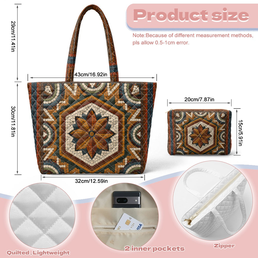 Jordanian Mosaic Quilted shoulder bag/storage bag 2-piece set
