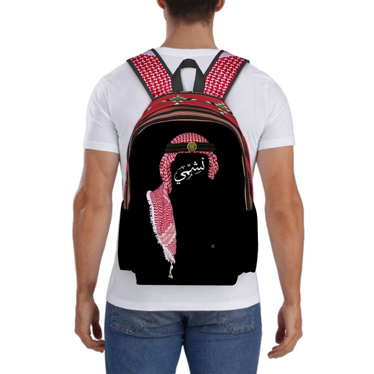 Men نشمي Jordanian World Cup 2026 Large Capacity Oxford Backpack with Cloth Side Pockets