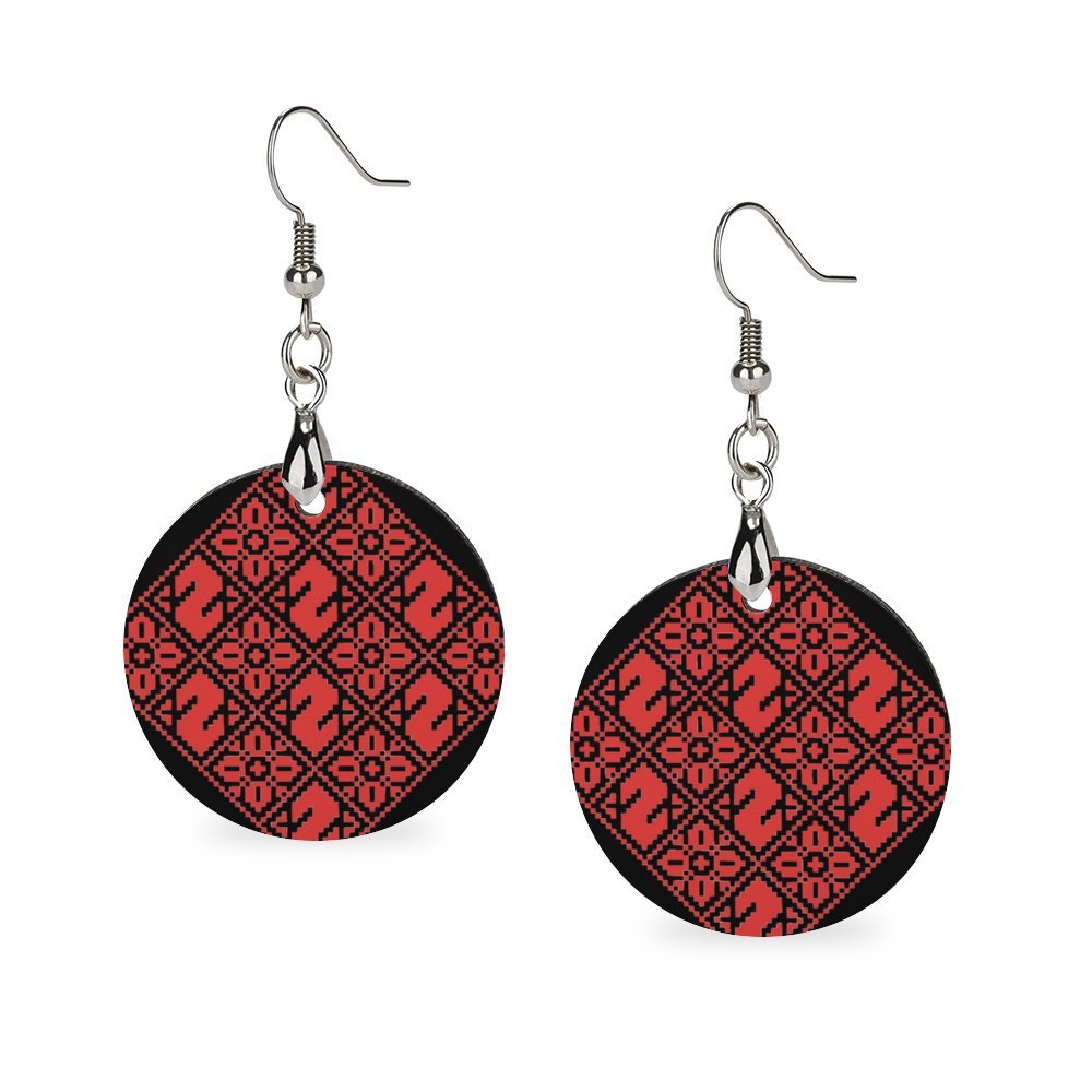 Palestinian Gaza | غزة Tatreez Wooden Earrings Pendant -