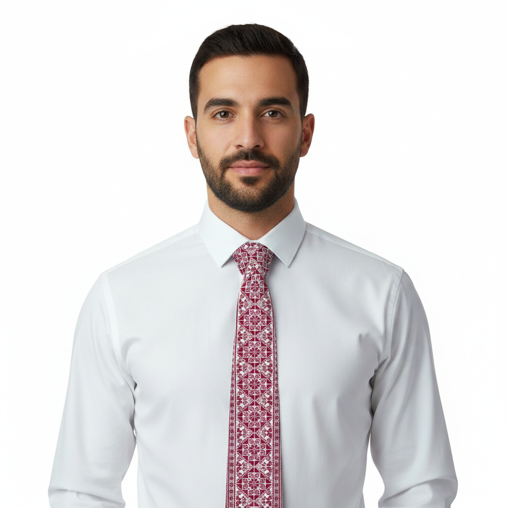 Tatreez Print Arab Silk Ties Neckties for Men