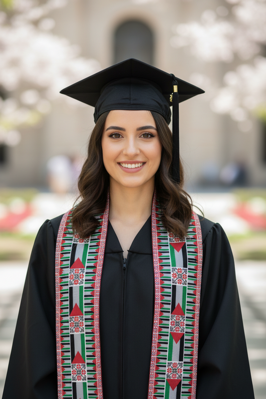 Palestinian Flag Tatreez Print Graduation Sash
