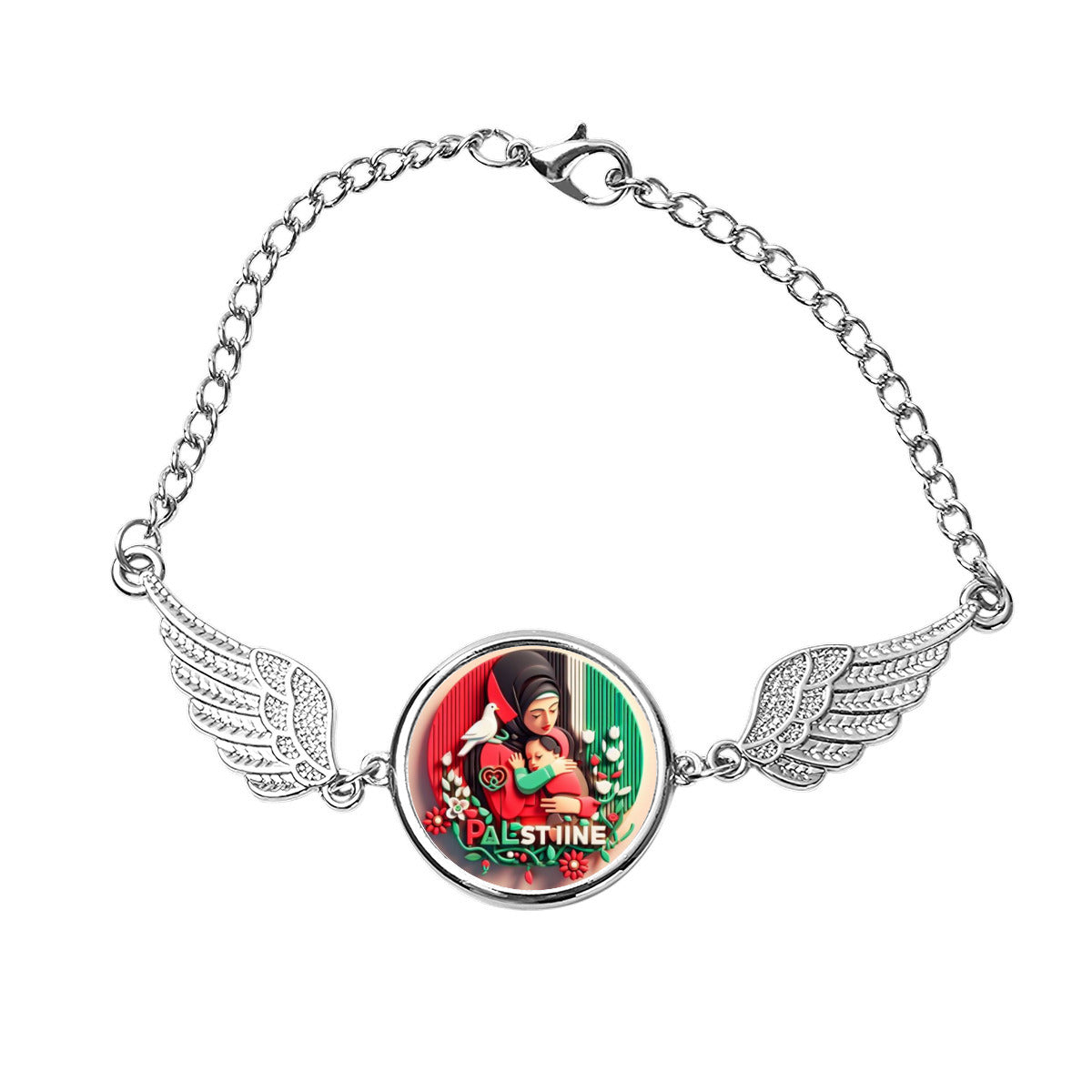 Palestinian Mother Child Angel Wings Bracelet