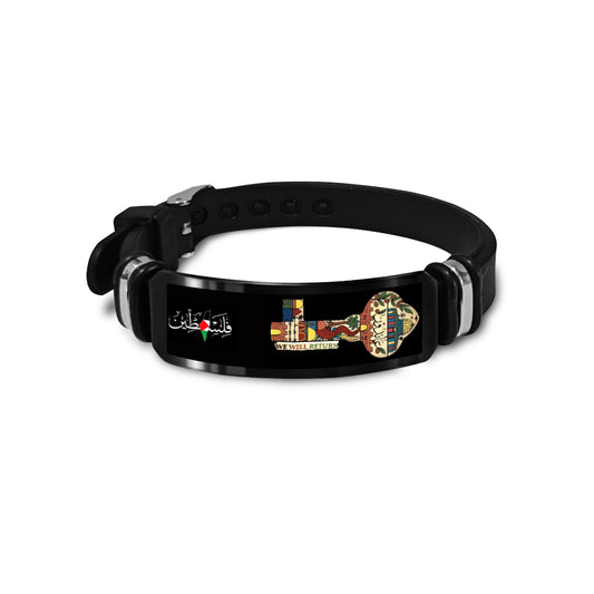 Palestine Right of Return Silicone and Stainless Steel Strap Bracelet