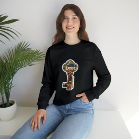 Palestinian Key Design, Unisex Heavy Blend™ Crewneck Sweatshirt, Falasteen, Jerusalem