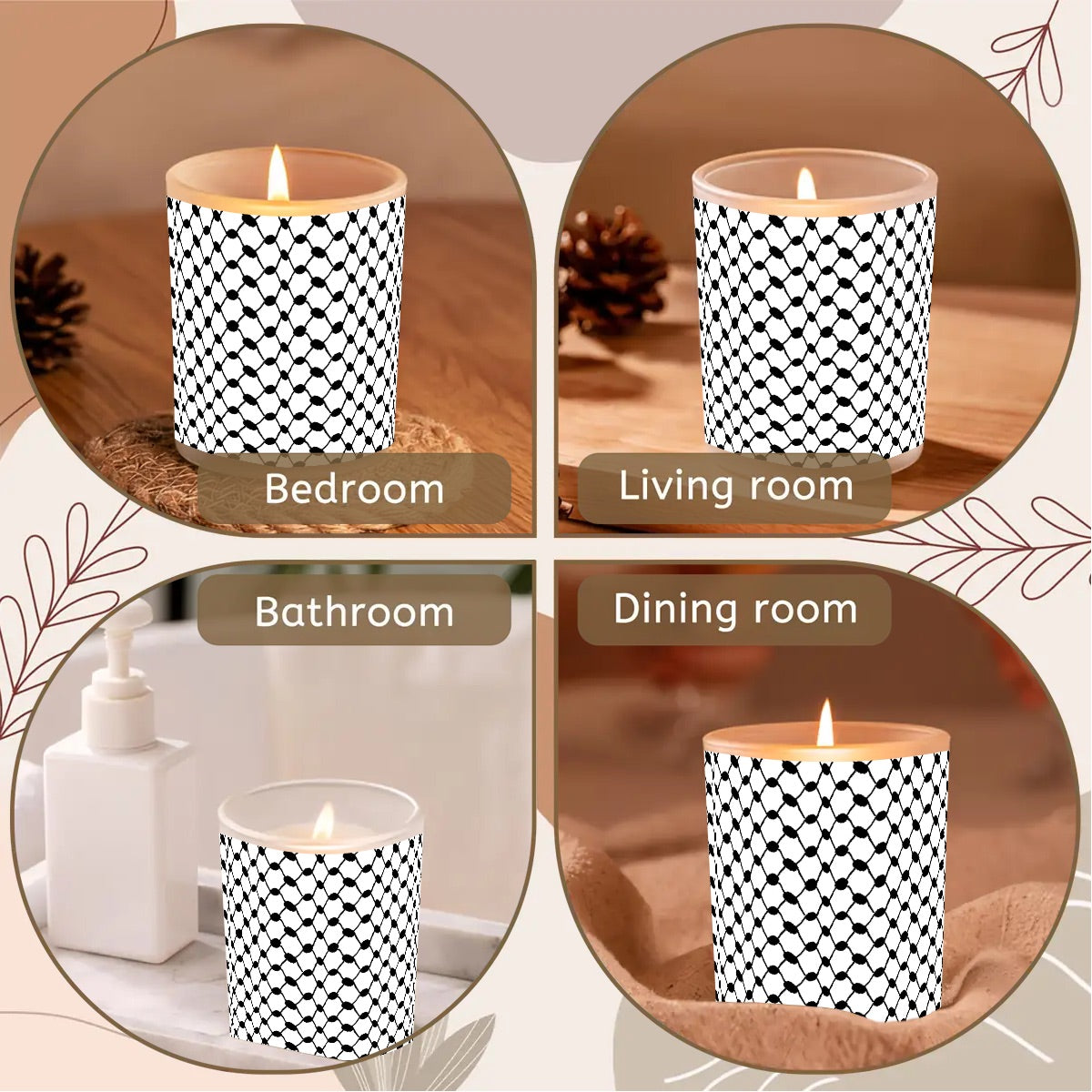 Palestinian Keffiyeh Frosted Jar Scented Candle with Lid (6oz)