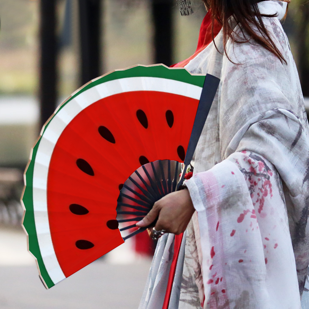 Palestinian Watermelon Double-side Custom Spun Silk Fan Retro Hand-held Folding Fan