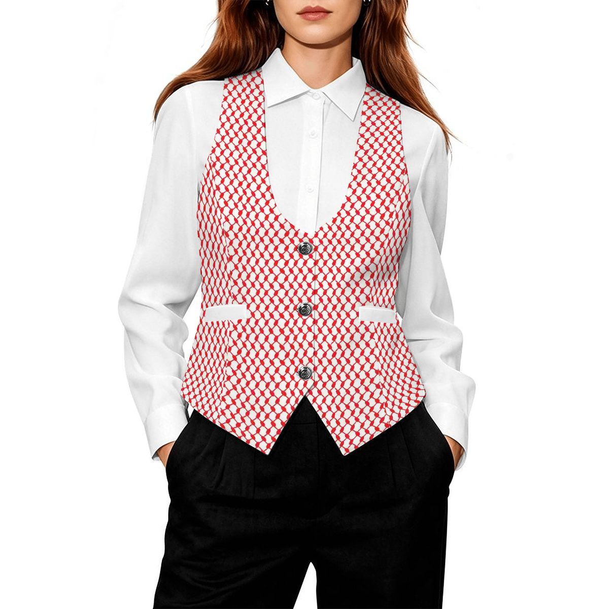 Jordanian Shemagh Keffiyeh Women's Slim Fit Suit Vest