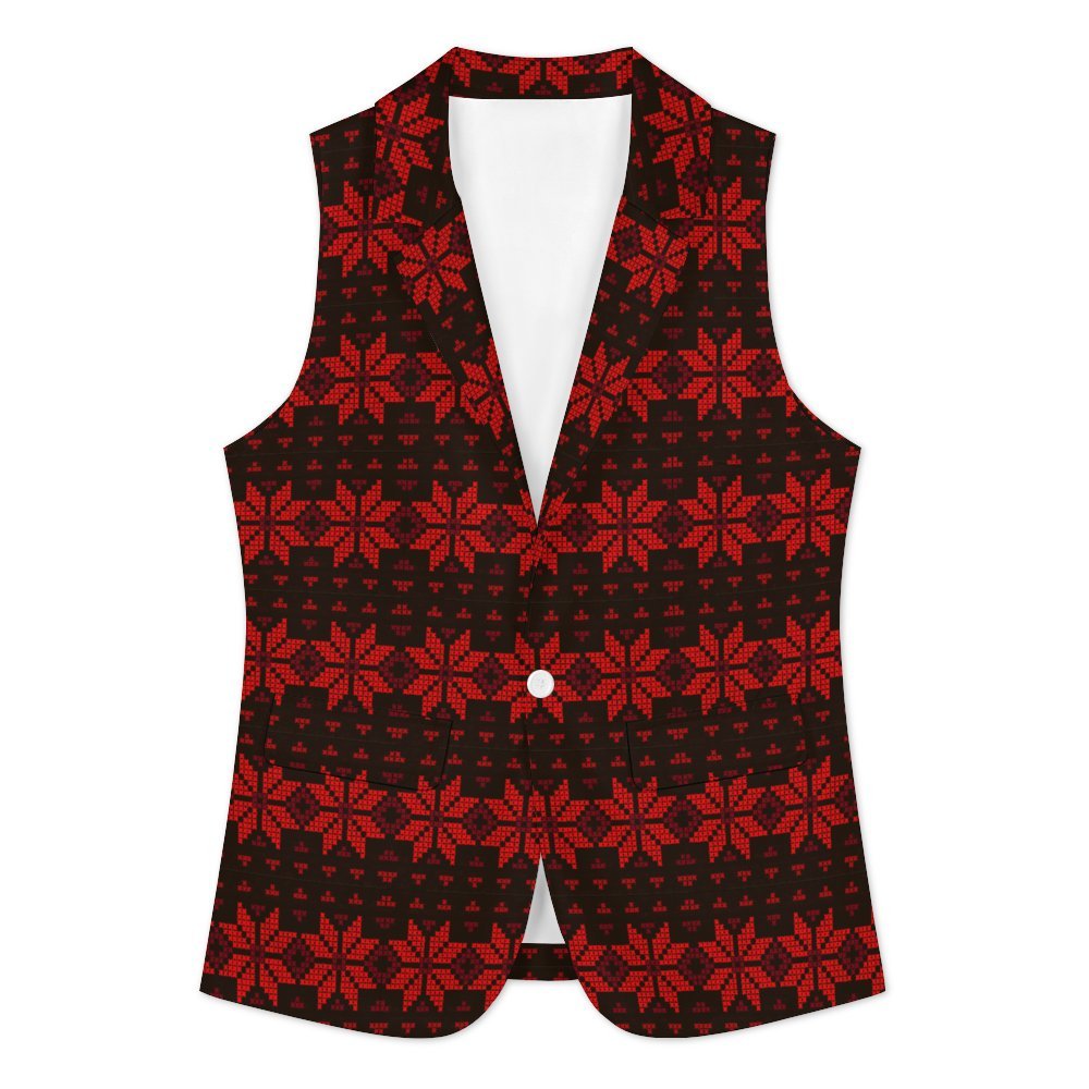 Palestinian Tatreez print Women Sleeveless Blazer Women's suit vest