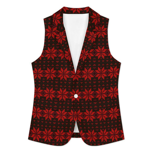 Palestinian Tatreez print Women Sleeveless Blazer Women's suit vest