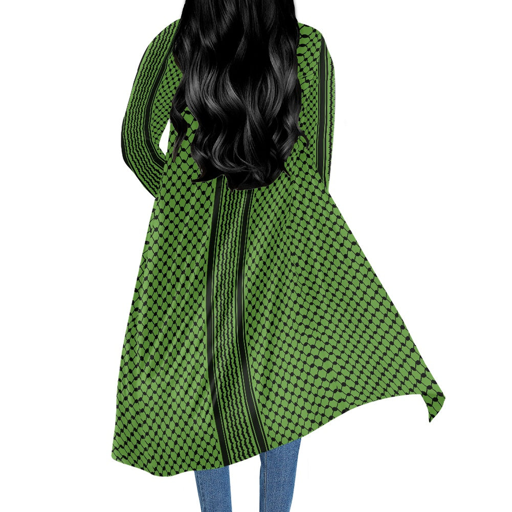 Palestinian Green Kuffiyeh Women's long-sleeved cloak