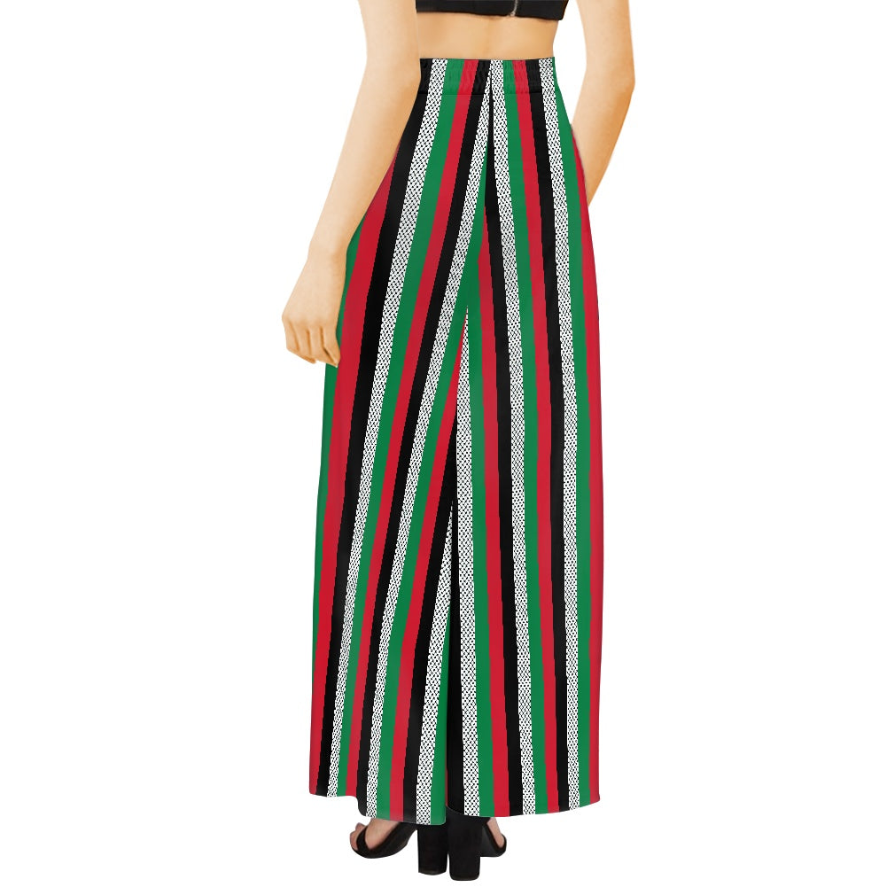 Palestinian flag stripes wide leg pants