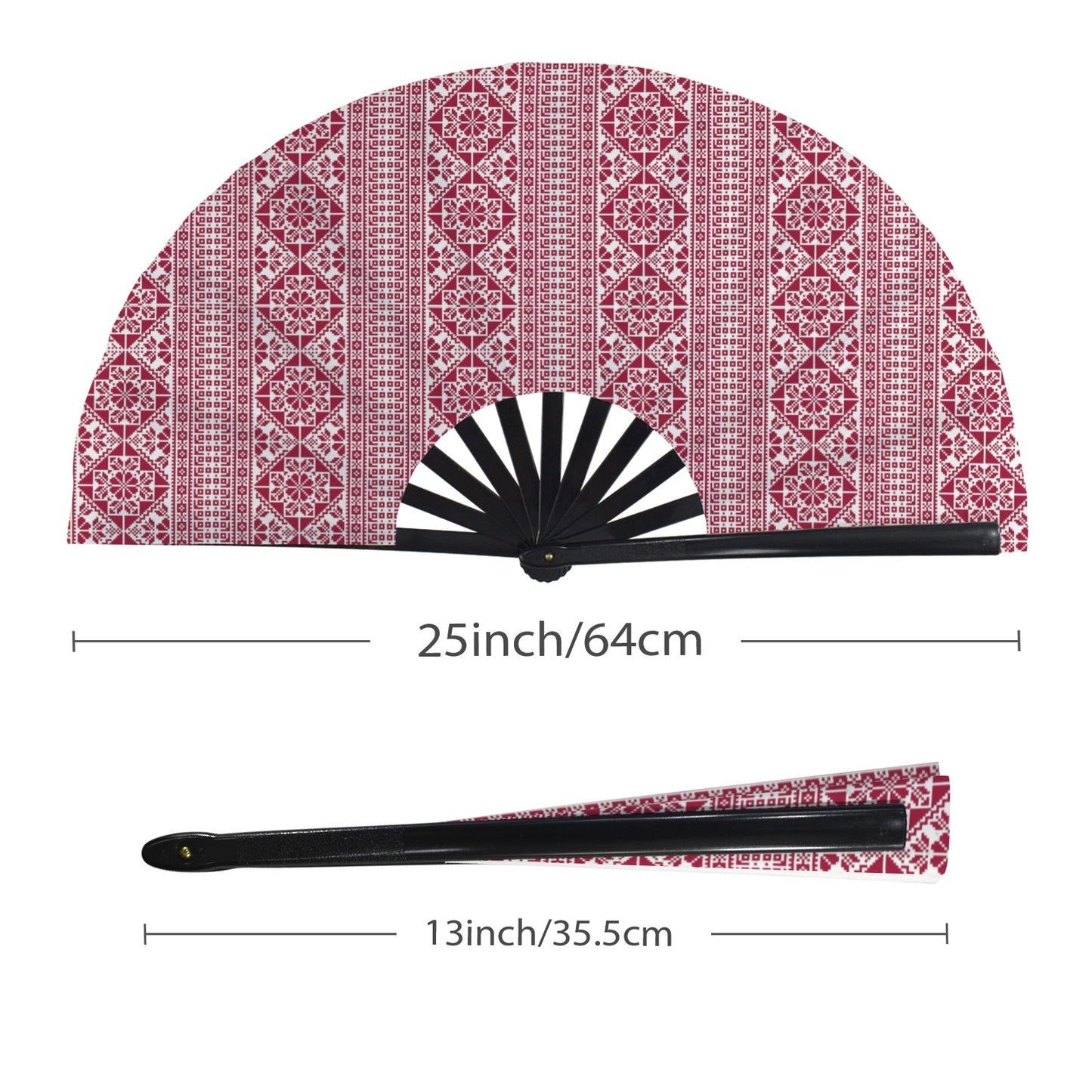 Tatreez Fan Chinese Folding Hand Fans Oxford Cloth - One-Sided