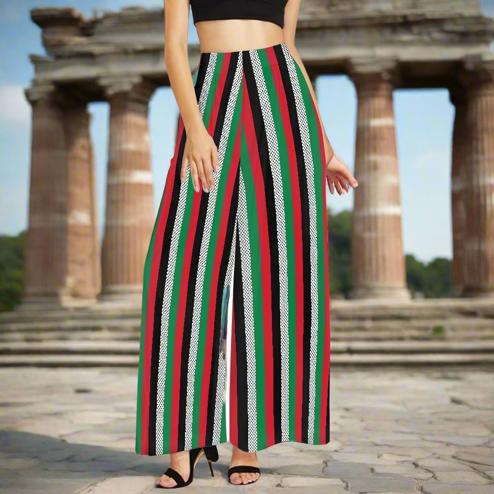 Palestinian flag stripes wide leg pants