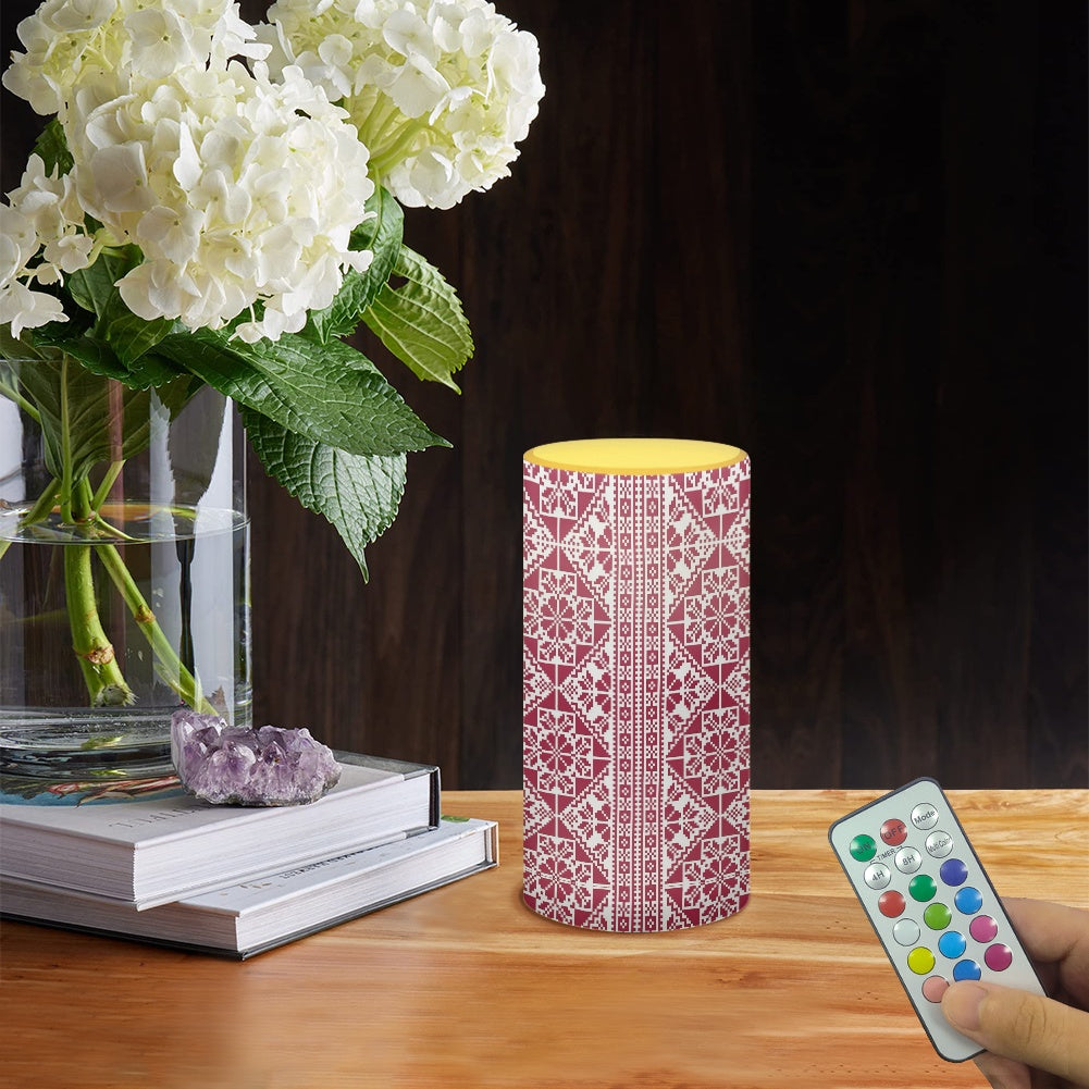 Single 6-Inch LED Remote Control Candle – Palestinian Tatreez Design