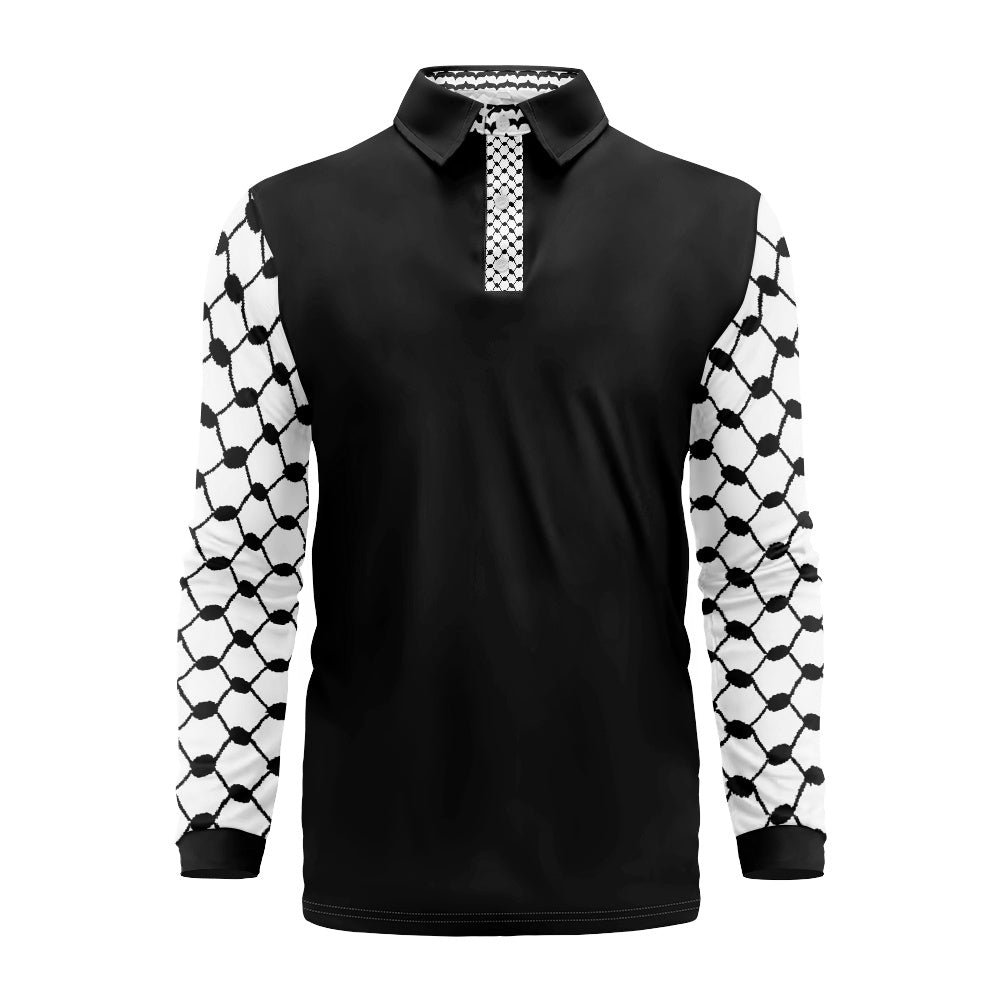 Palestinian Kuffiyeh Long Sleeve Polo Collar Shirt