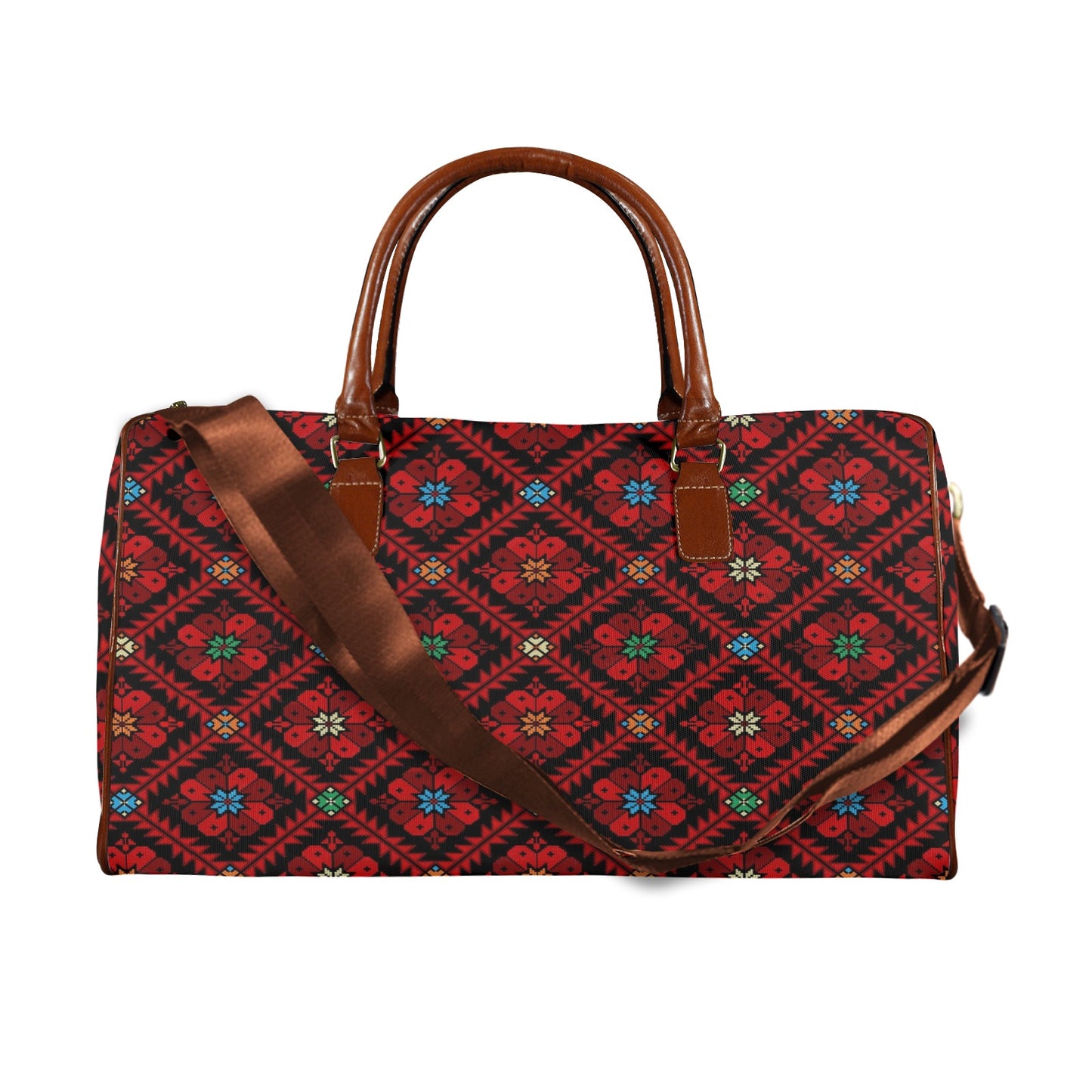 Palestinian Tatreez Print bag Travel Bag - Large (Brown Short Patch) (Model 1737)