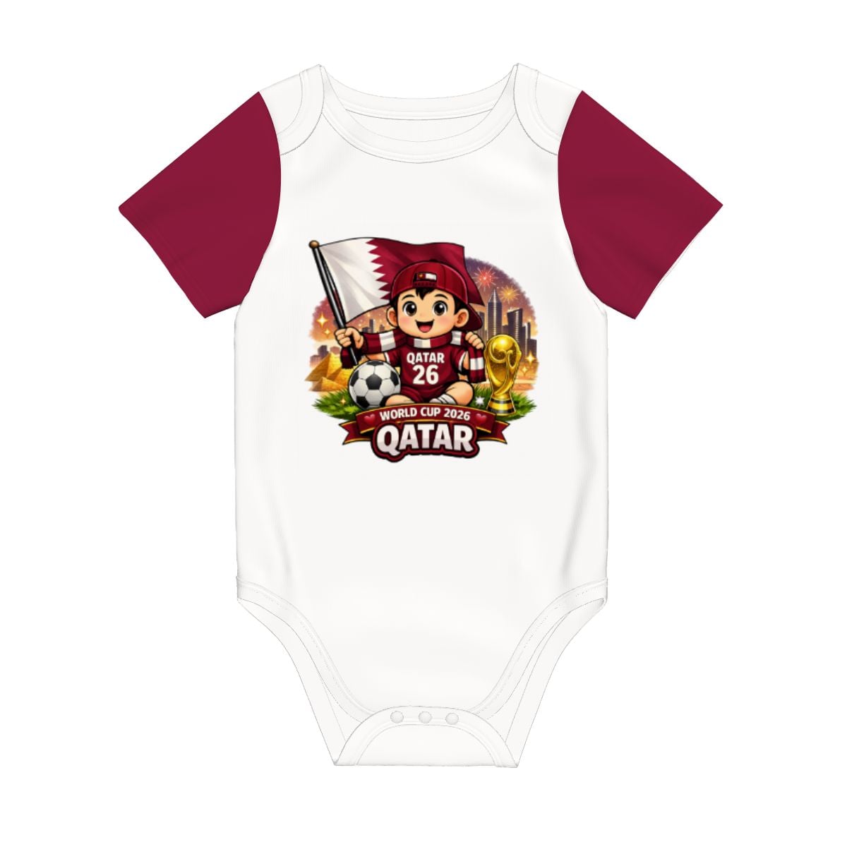 Qatar World Cup 2026 Baby Cotton Short Sleeve Onesies