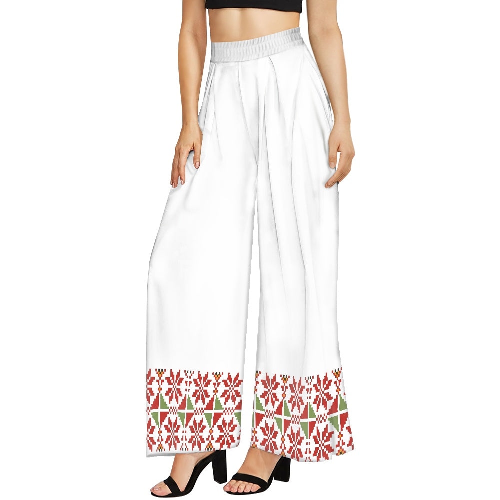 Palestinian Tatreez Print Wide leg pants