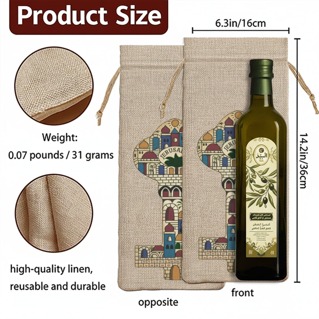 Palestinian Right of Return Key Jerusalem Linen Olive Oil Bag