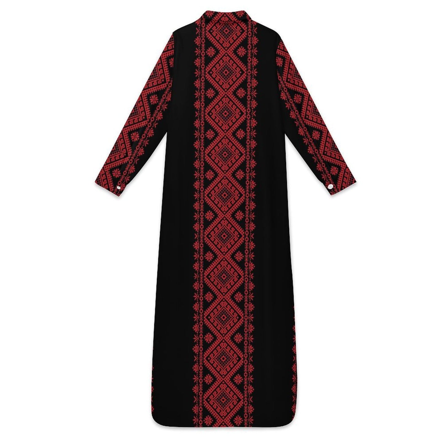 Long Shirt Dress Palestinian Tatreez Print Modest Long Dress