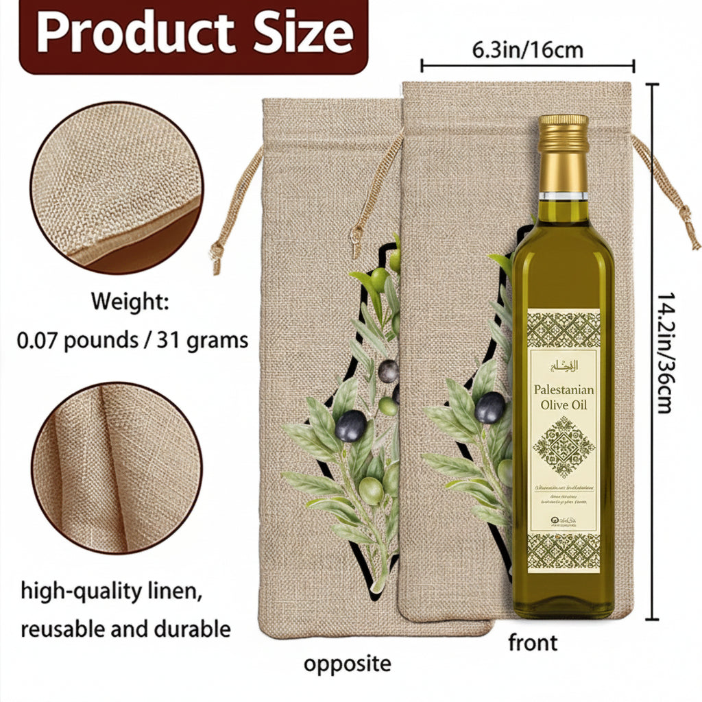 Palestinian Map Linen Olive Oil Bag