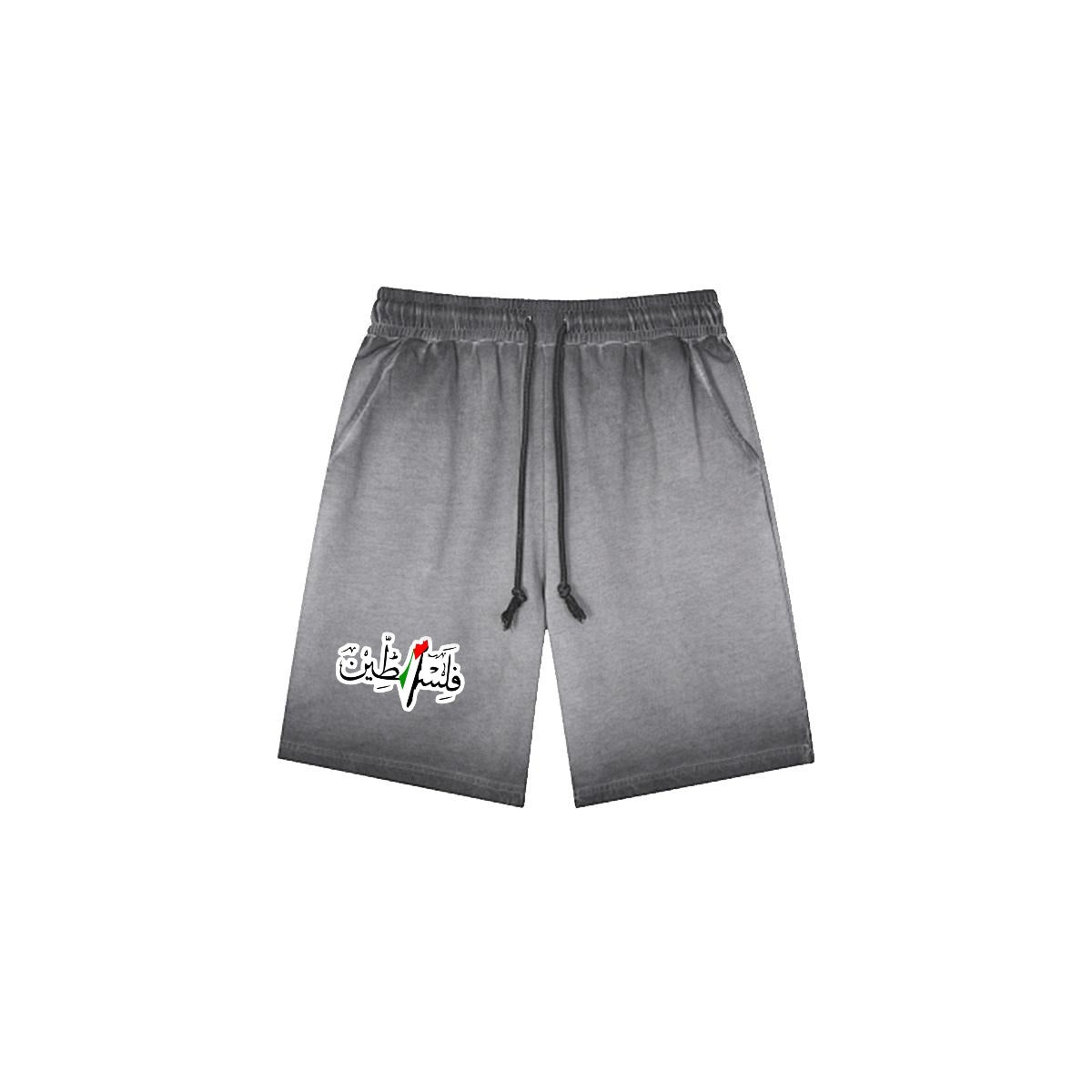 Palestinian Men’s Vintage Wash Drawstring Shorts|350GSM DTF