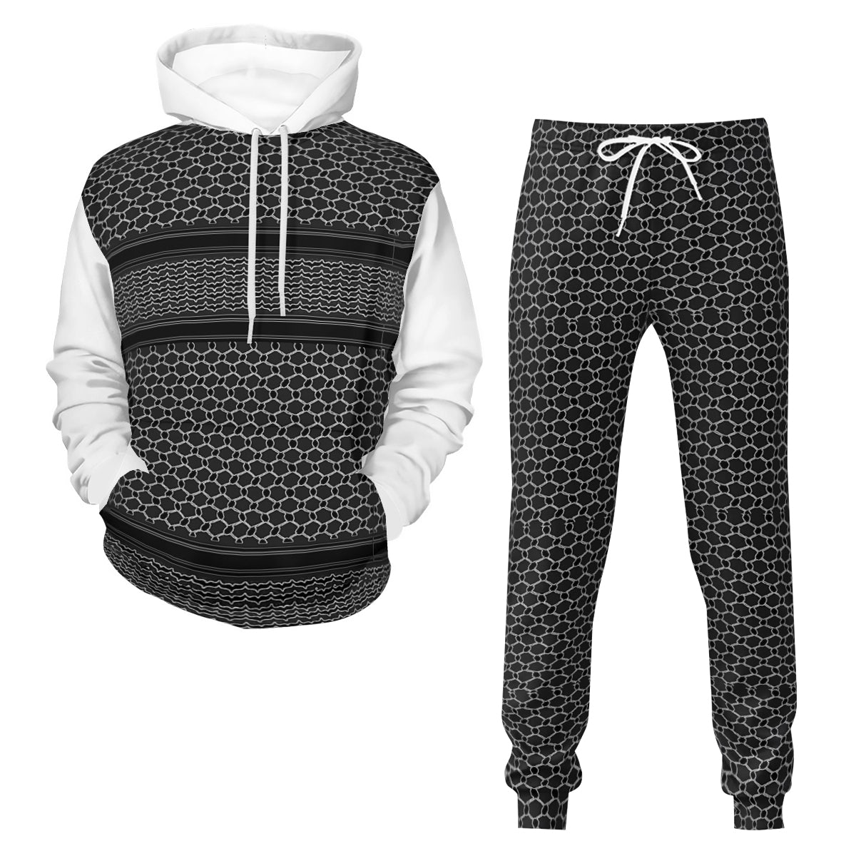 inverted keffiyeh hoodie and pants set