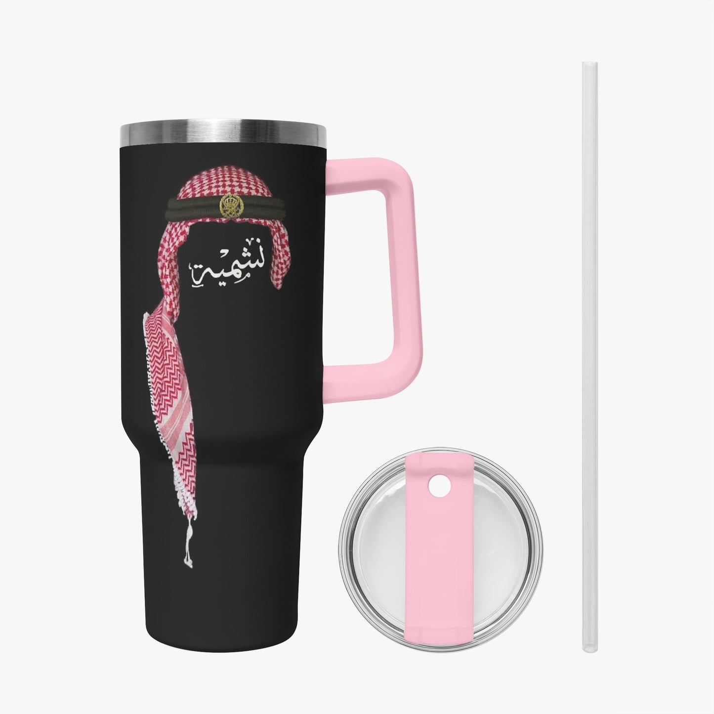 Woman Jordan 40 oz World Cup "نشمية" Tumbler with Handle and Straw