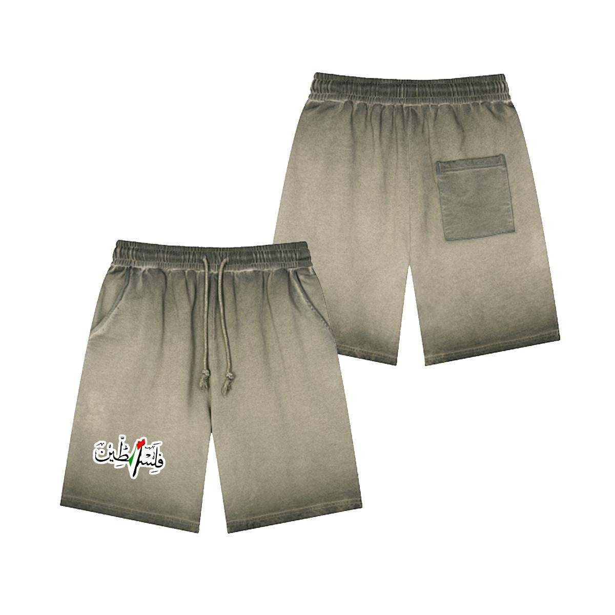 Palestinian Men’s Vintage Wash Drawstring Shorts|350GSM DTF