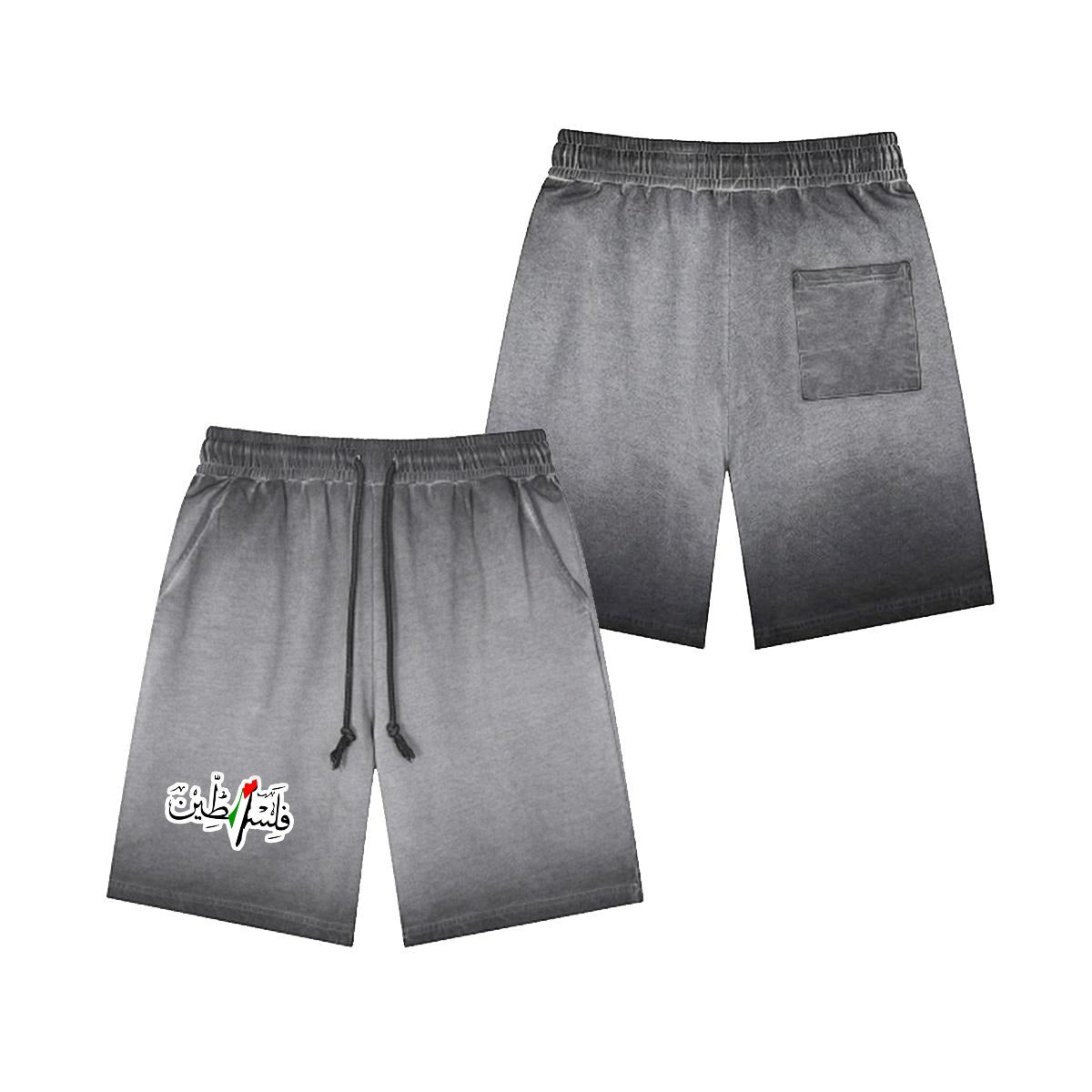 Palestinian Men’s Vintage Wash Drawstring Shorts|350GSM DTF