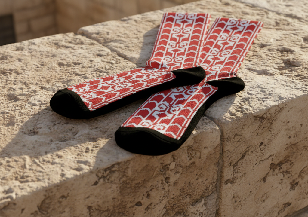 Palestinian Tatreez Print Crew Socks