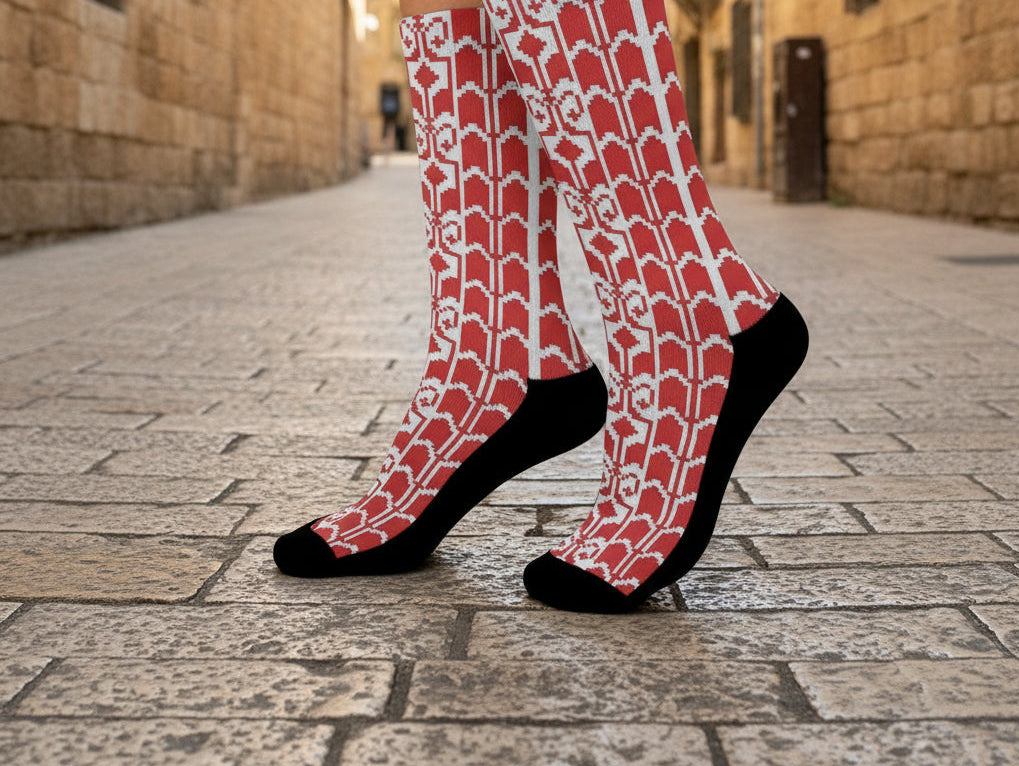 Palestinian Tatreez Print Crew Socks Graduation