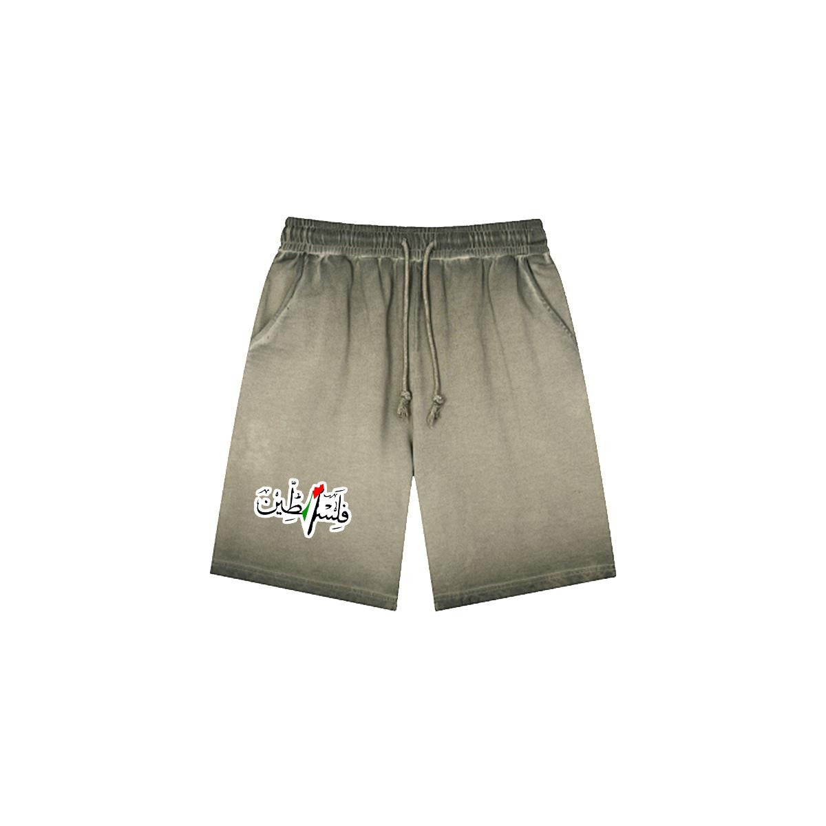 Palestinian Men’s Vintage Wash Drawstring Shorts|350GSM DTF