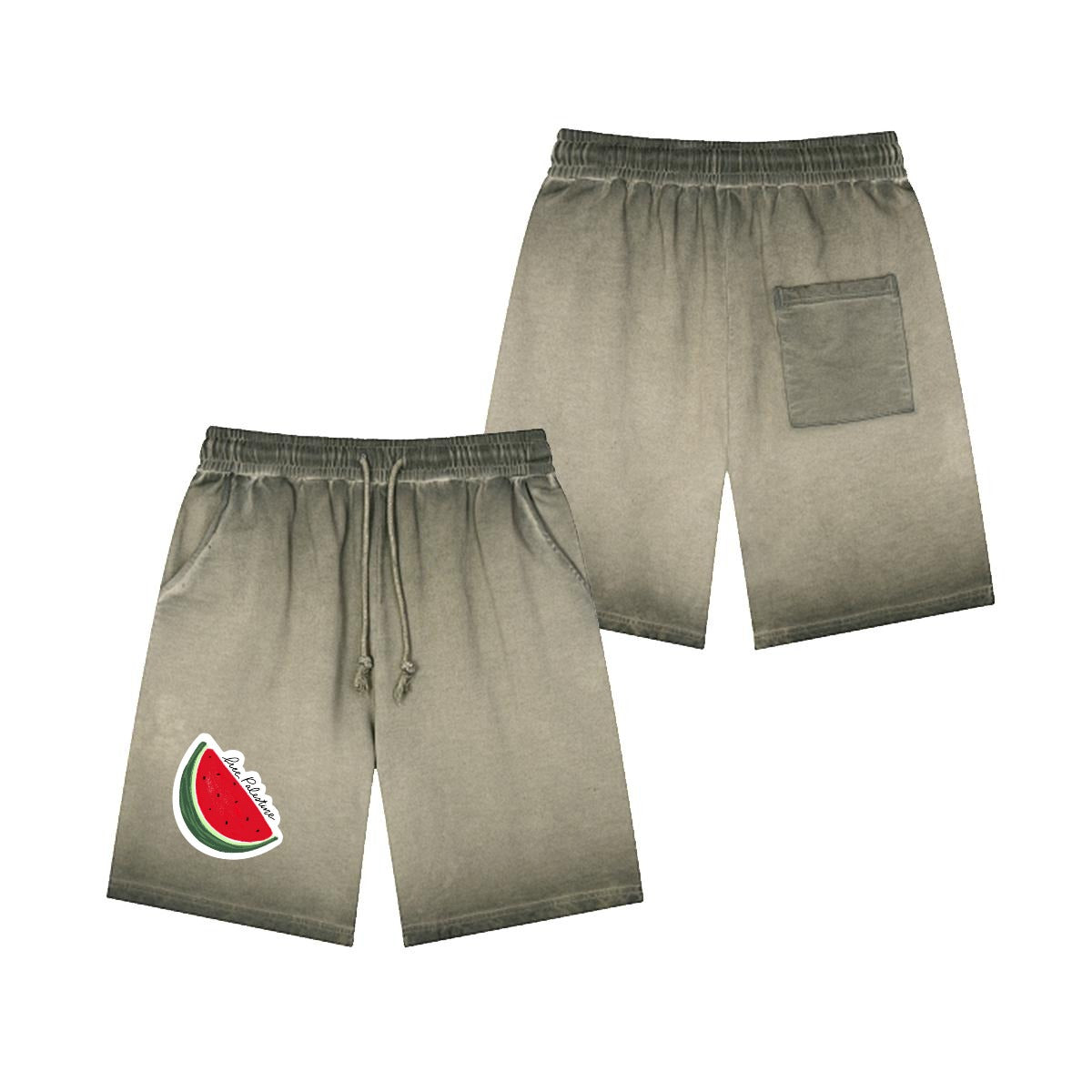 Palestinian Men’s Vintage Wash Drawstring Shorts|350GSM DTF
