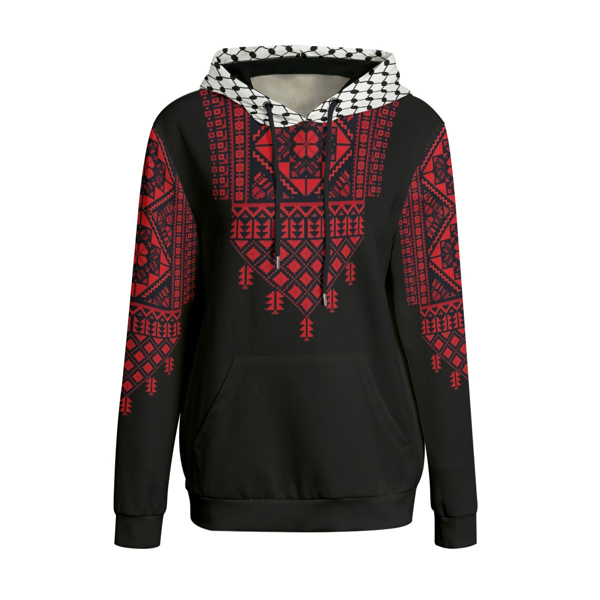 Palestinian Realistic Print Pattern kuffiyeh Women's Hoodie, Red